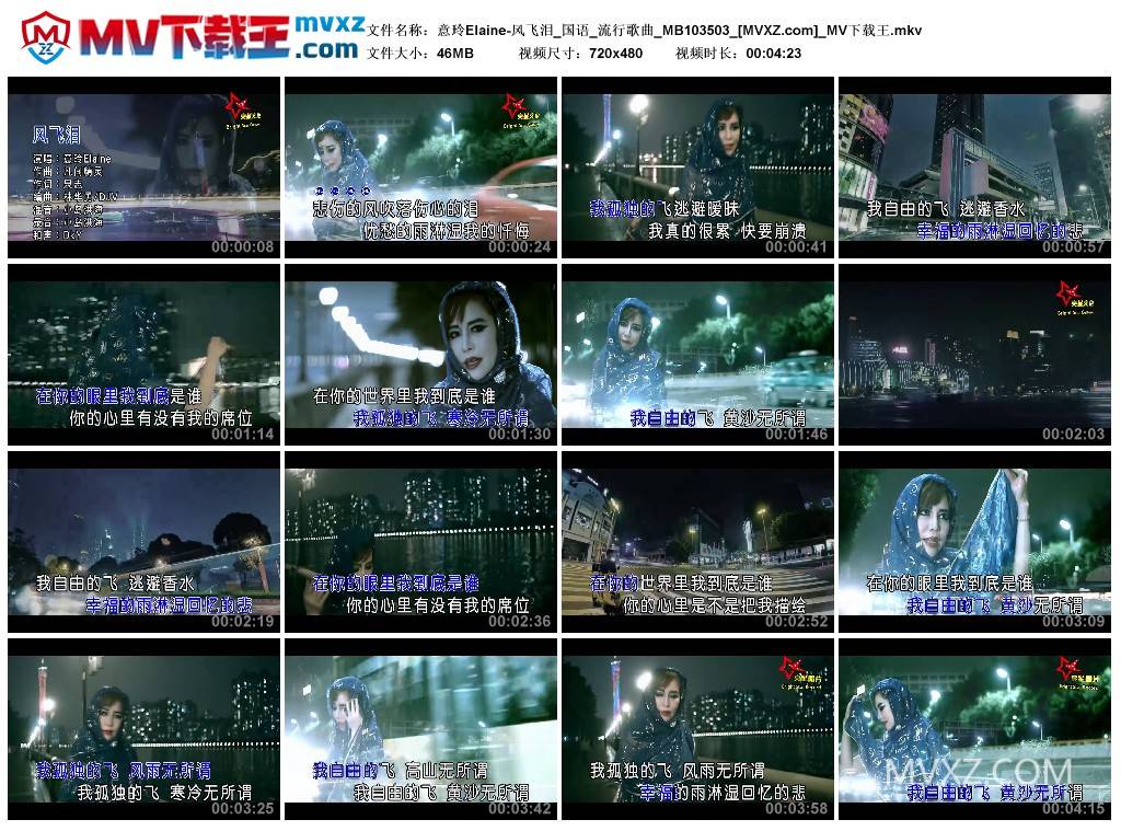 意玲Elaine-风飞泪_国语_流行歌曲_MB103503